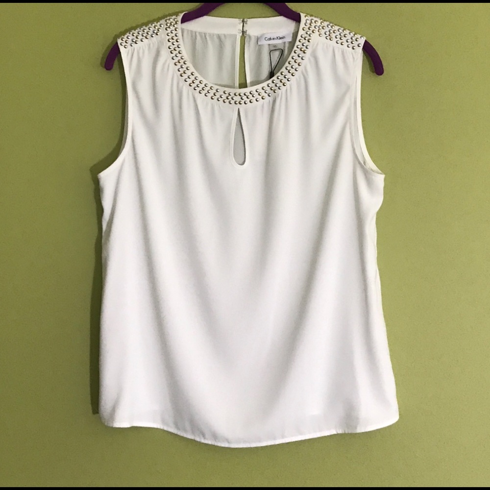 CALVIN KLEIN SHORT SLEEVE BLOUSE - NWT